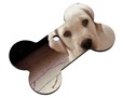 decorazione in masonite a forma di osso con foto di un cane