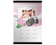 calendario su arazzo personalizzato con grafica a tema e foto di una famiglia