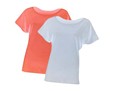 T-shirt donna bianca o corallo con scollo