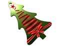 decorazione natalizia in masonite a forma di albero con grafica natalizia