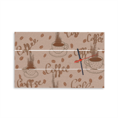 coffee Orologio rettangolare su listelli in legno
