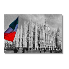 Duomo in bn con bandiera Poster carta lucida