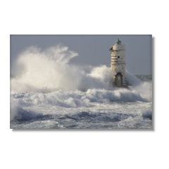 Lighthouse with waves Foto su Tela