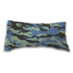 Blue camouflage  cuscino in raso