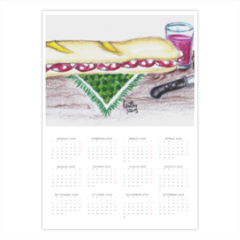 Baguette con il salame Foto Calendario A3 pagina singola