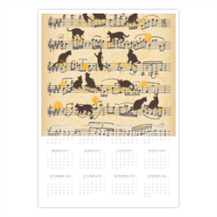 gattini e note musicali Foto Calendario A3 pagina singola