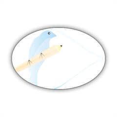 Uccellino su Matita Stickers ovale