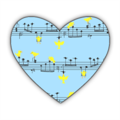 uccellini e note musicali Stickers cuore