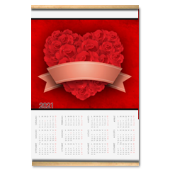 Cuore di fiori Calendario su arazzo A3
