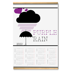 Pioggia Viola Calendario su arazzo A3