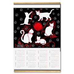 gattini bianchi Calendario su arazzo A3