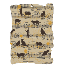 gattini e note musicali Pergamena in masonite