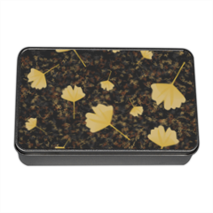 foglie gialle Scatola di latta rettangolare con foto