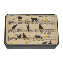 gattini e note musicali Scatola di latta rettangolare con foto