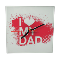 I Love My Dad - Orologio vetro quadrato con foto 