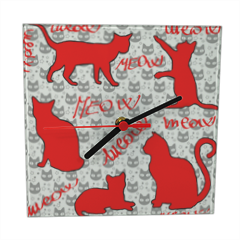 gattini rossi Orologio vetro quadrato con foto 
