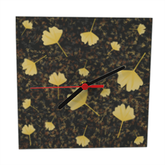 foglie gialle Orologio vetro quadrato con foto 