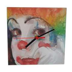 baby clown Orologio vetro quadrato con foto 
