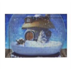 Globo di Neve Fantasy Puzzle legno con cornice A4