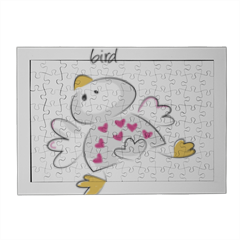 Uccellino Puzzle legno con cornice A4