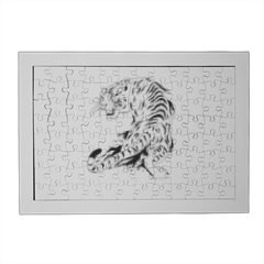 Tigre bianca  Puzzle legno con cornice A4