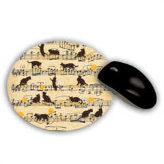 gattini e note musicali Tappetino Mouse Tondo 