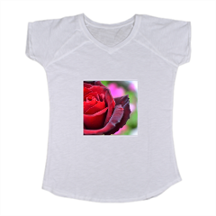 gocce su rose T-shirt scollo a V donna