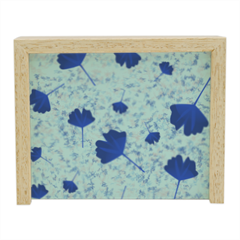 foglie blu Scatola portaoggetti in legno