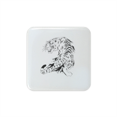Tigre bianca  Calamita in ceramica quadrata