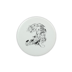 Tigre bianca  Calamita in ceramica rotonda