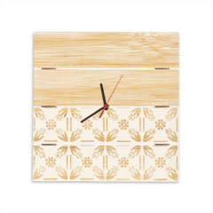 Bamboo and Japan Orologio quadrato su listelli in legno