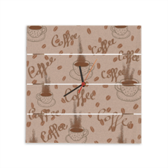 coffee Orologio quadrato su listelli in legno