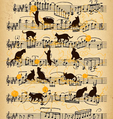 gattini e note musicali